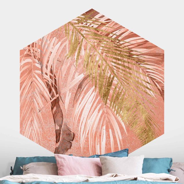 decoraçoes cozinha Palm Fronds In Pink And Gold II