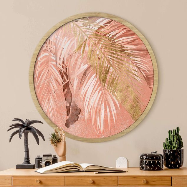 Quadros florais Palm Fronds In Pink And Gold II
