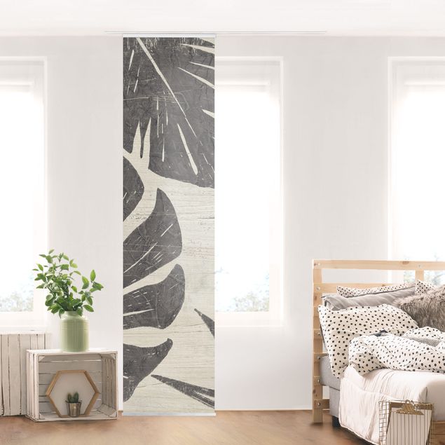 decoraçao para parede de cozinha Palm Leaves Light Grey Backdrop