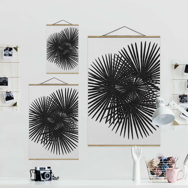 Quadros decorativos Palm Leaves In Black And White