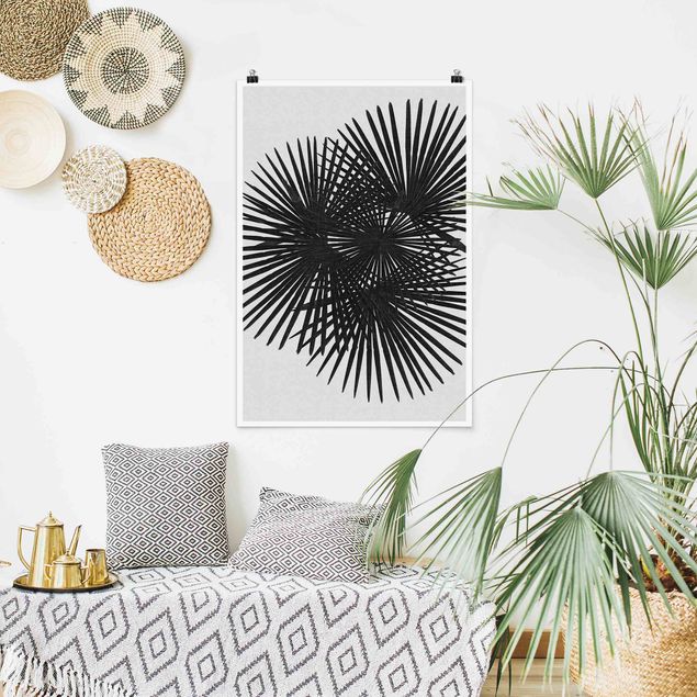 Posters quadros famosos Palm Leaves In Black And White