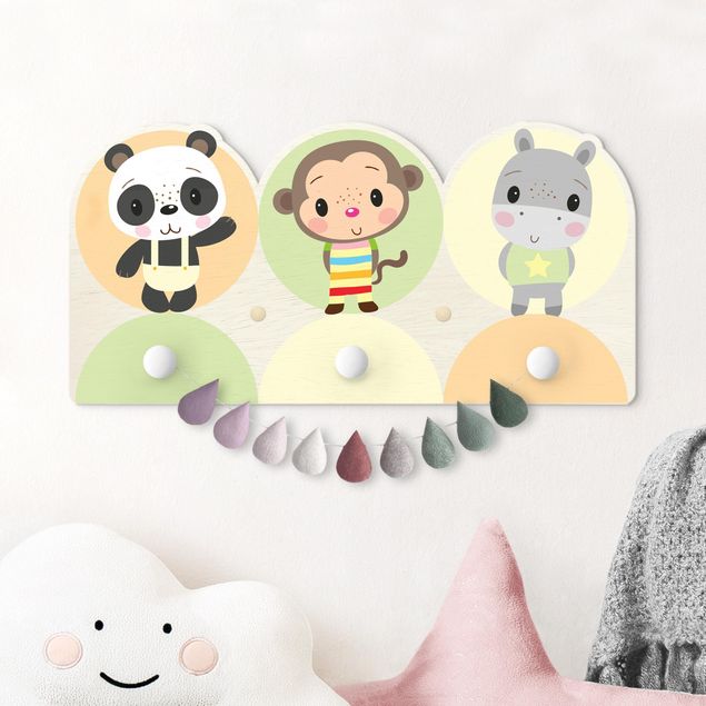 Decoração para quarto infantil Panda Monkey Hippo