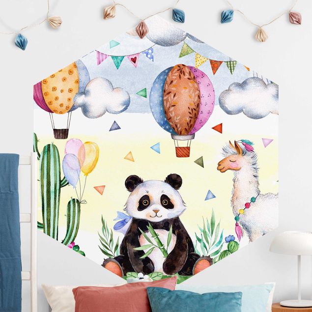 decoração para quartos infantis Panda And Lama Watercolour