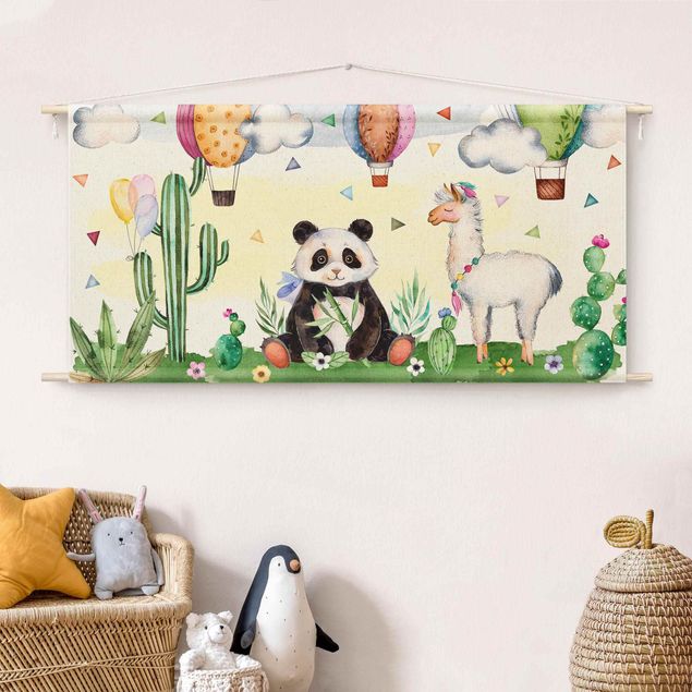 Quadros pandas Panda And Lama Watercolour