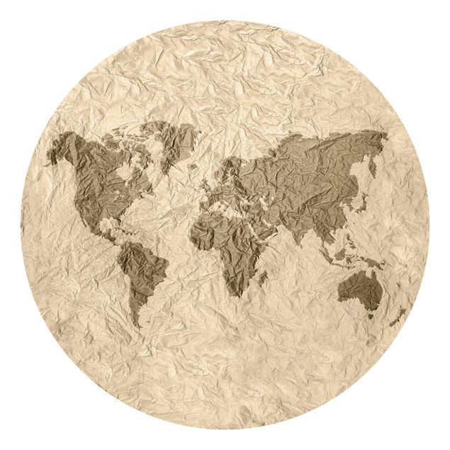 papel parede bege Paper World Map Beige Brown