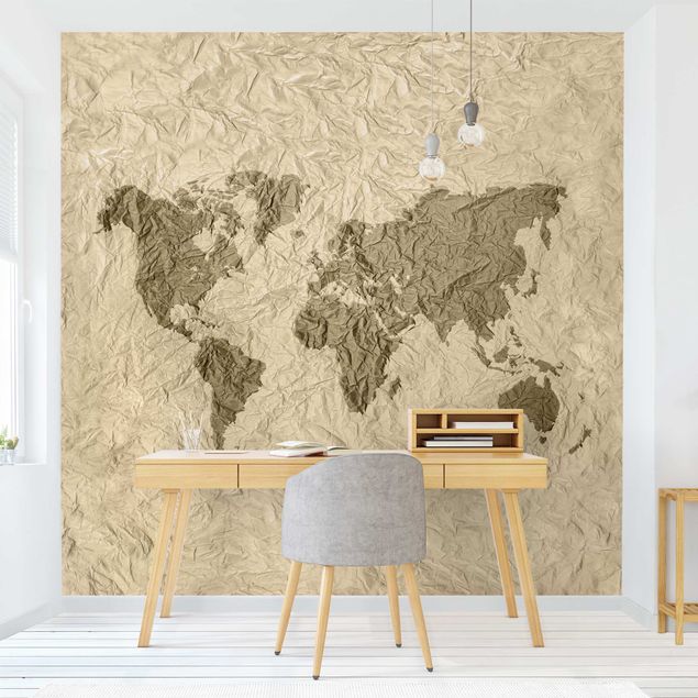 decoraçoes cozinha Paper World Map Beige Brown