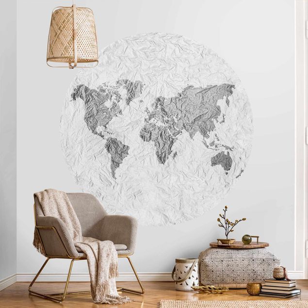 decoraçao cozinha Paper World Map White Grey