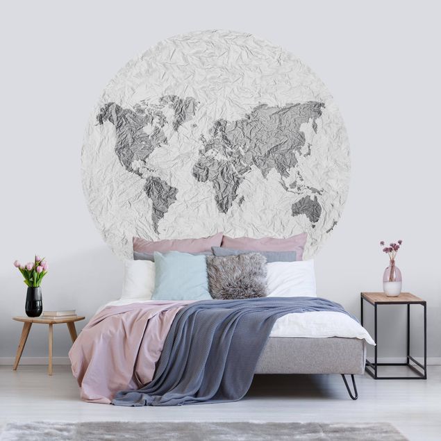 papel de parede moderno para sala Paper World Map White Grey