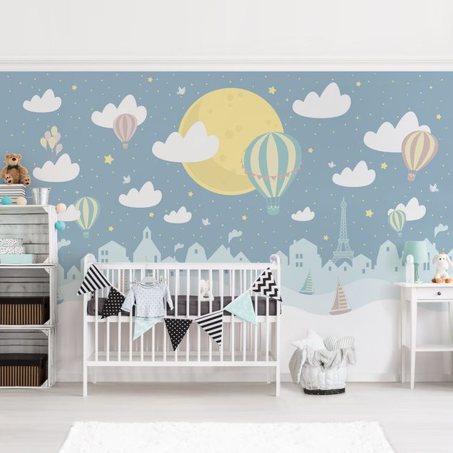decoração para quartos infantis Paris With Stars And Hot Air Balloon