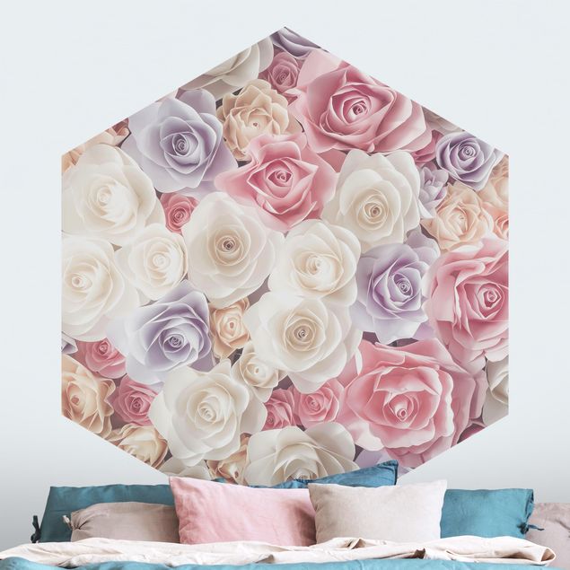 papel parede rosas Pastel Paper Art Roses