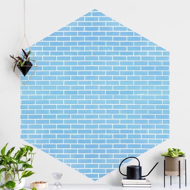 decoraçoes cozinha Pastel Blue Brick Wall
