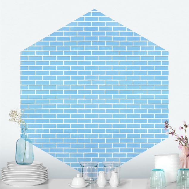 Papel de parede tijolo Pastel Blue Brick Wall