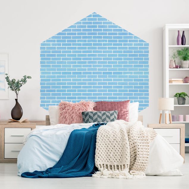 papel de parede pedra Pastel Blue Brick Wall