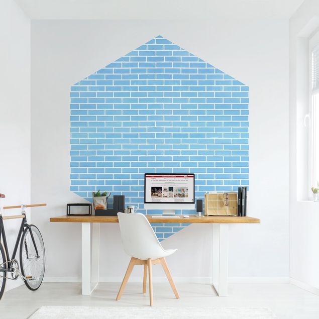 papel de parede moderno Pastel Blue Brick Wall