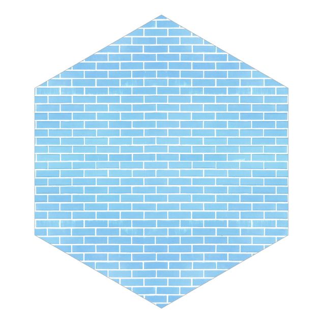 Papel de parede azul Pastel Blue Brick Wall