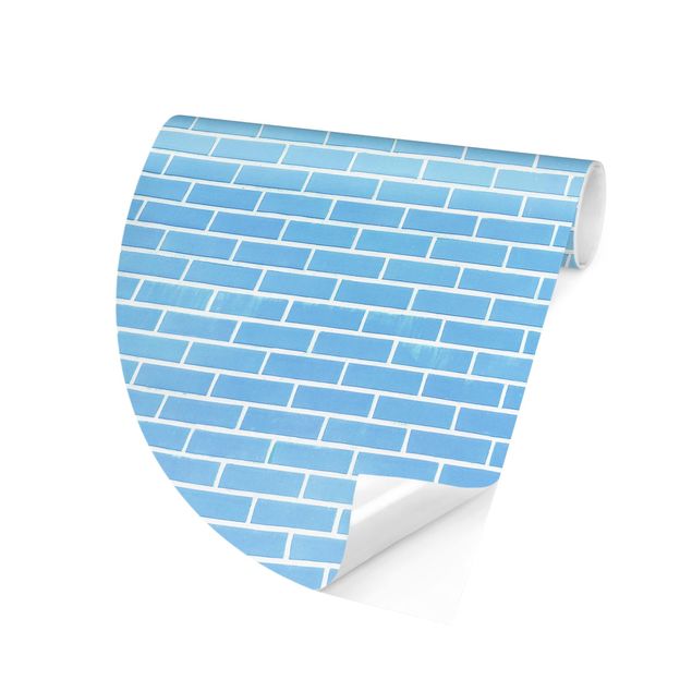 Papel de parede industrial Pastel Blue Brick Wall