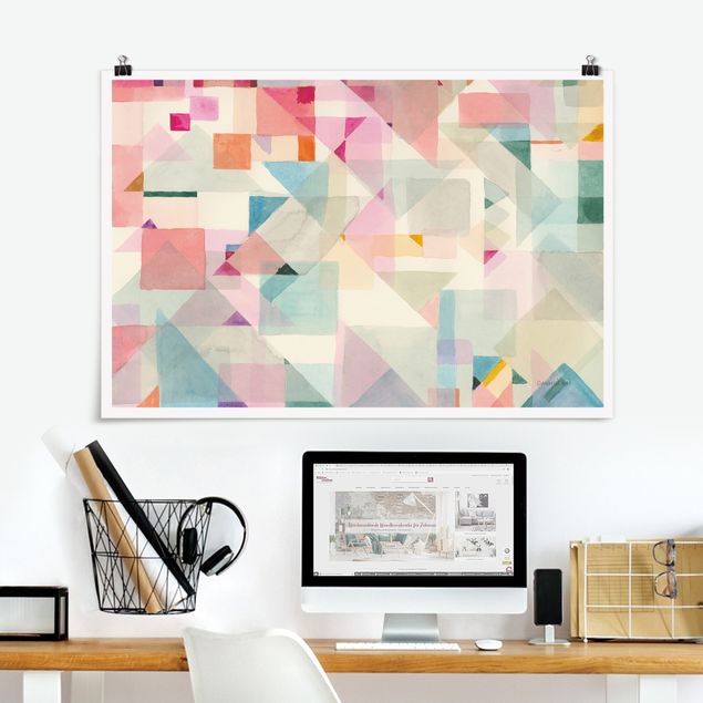 Posters abstratos Pastel triangles