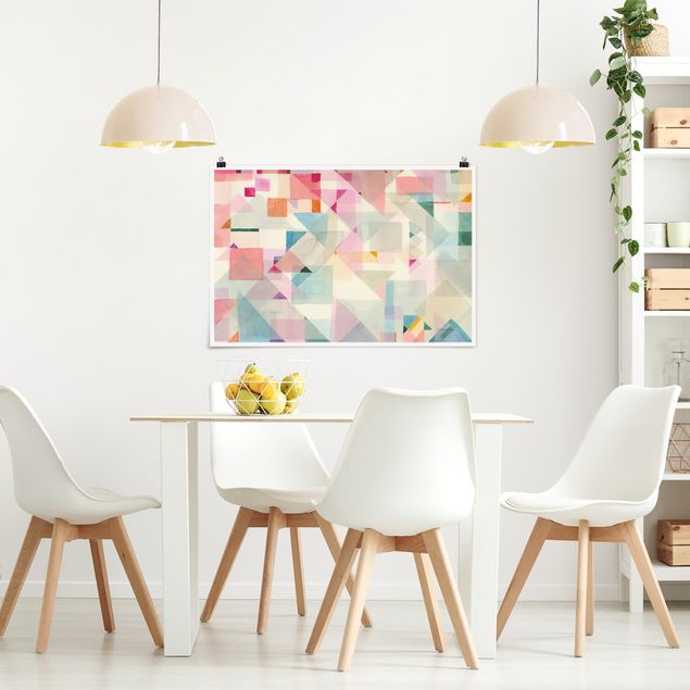 quadros decorativos para sala modernos Pastel triangles