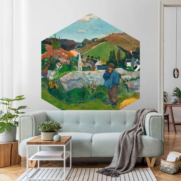 Papel de parede montanhas Paul Gauguin - The Swineherd
