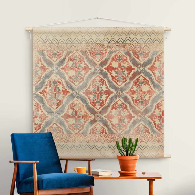 Tapeçaria de parede moderna Persian Vintage Pattern In Indigo II