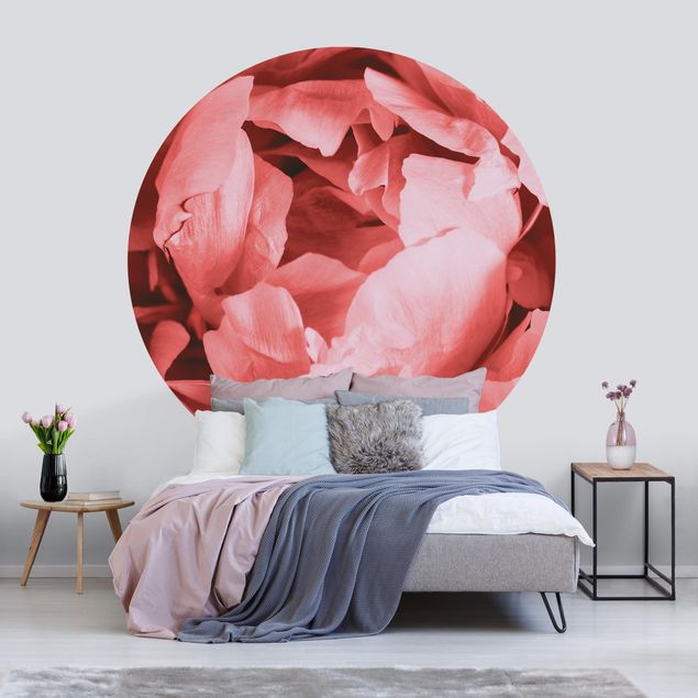papel de paredes rosas Peony Blossom Coral