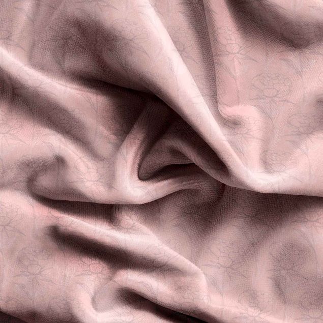 cortina sob medida Peony Pattern - Pale Pink