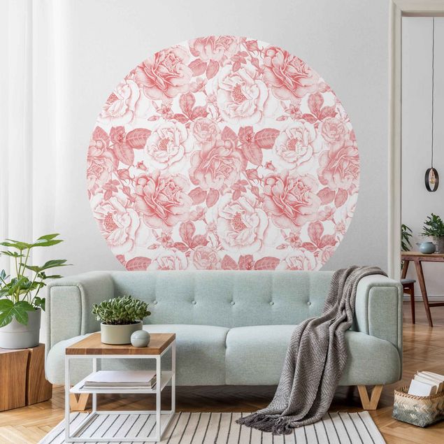 Papel de parede rosas Peony Pattern Pink