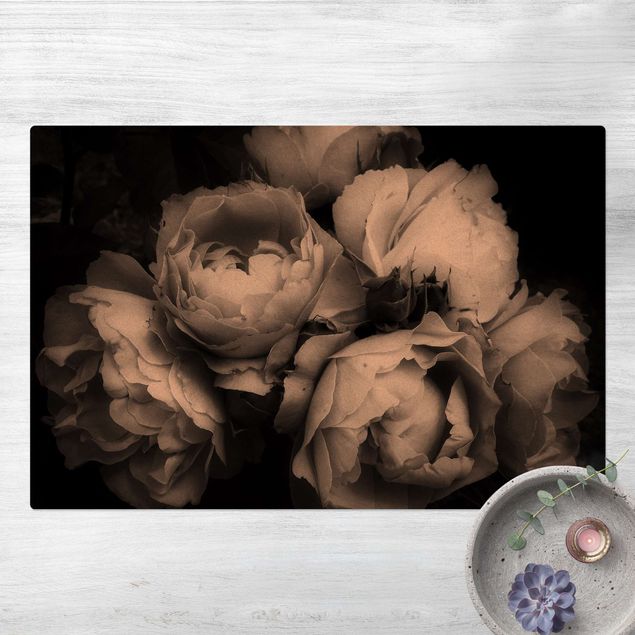 tapetes flores Peonies On Black Shabby Black And White