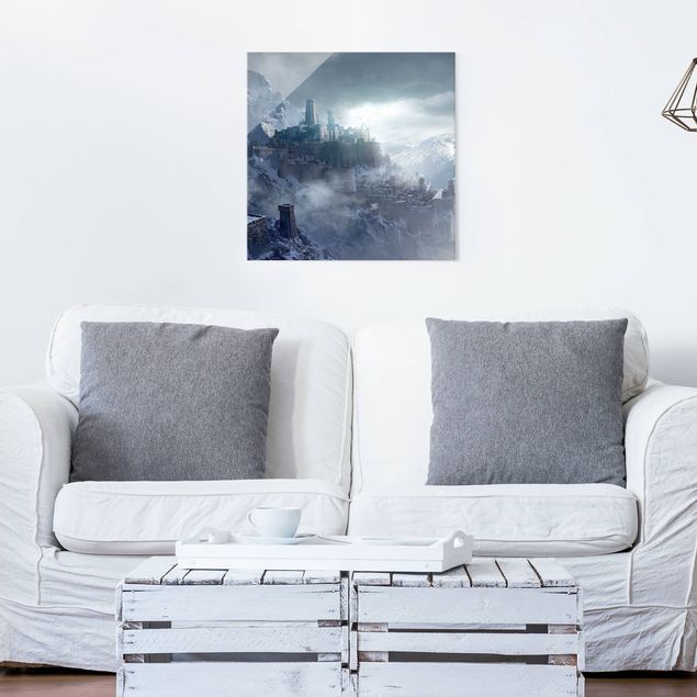 quadro com paisagens Fantasy Fortress In The Mountains