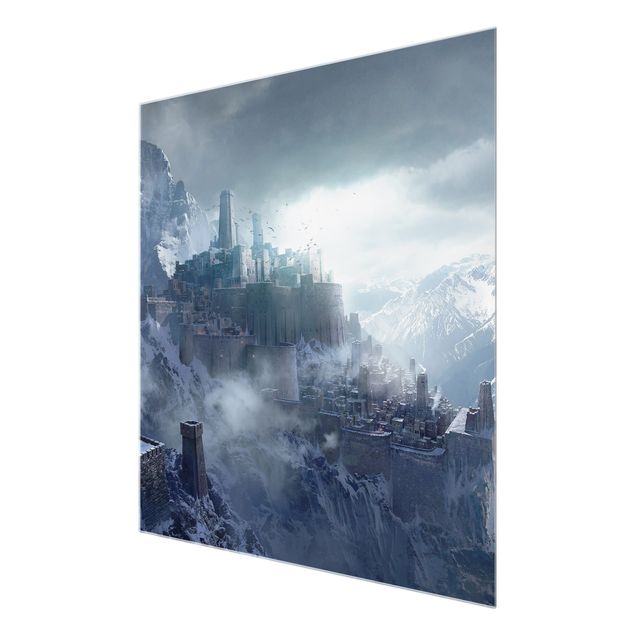 Quadros em vidro paisagens Fantasy Fortress In The Mountains