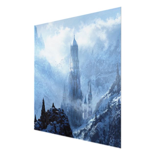 quadros azuis Fantasy Castle In Snowy Landscape