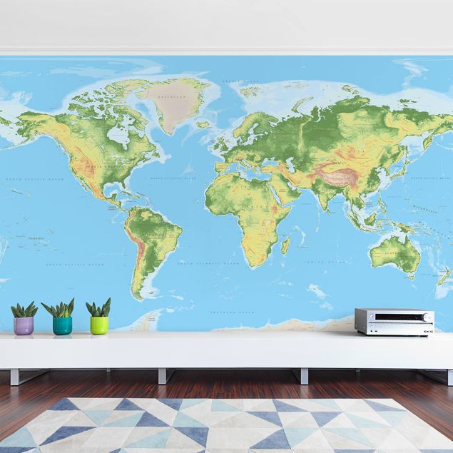 Papel de parede mapa mundi Physical World Map