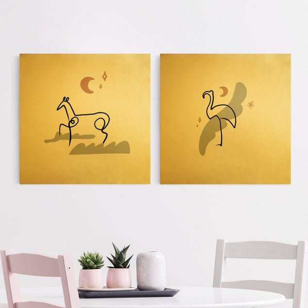 Telas decorativas cavalos Picasso Interpretation - Horse And Flamingo