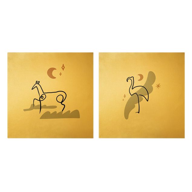 quadros abstratos para sala Picasso Interpretation - Horse And Flamingo