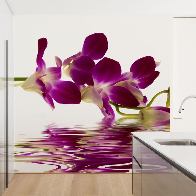 papel de parede floral Pink Orchid Waters