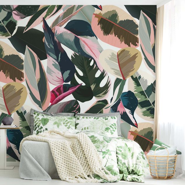 Papel de parede padrões Pink Tropical Pattern XXL