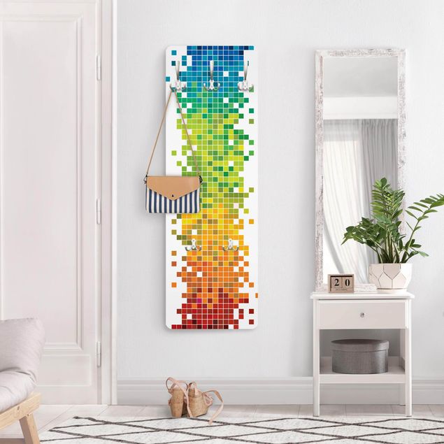 Cabides de parede padrões Pixel Rainbow