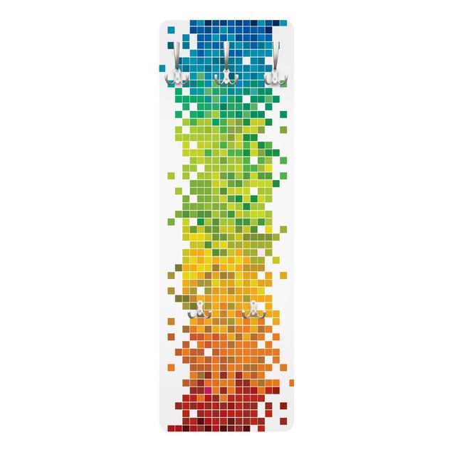 Cabides de parede multicolorido Pixel Rainbow