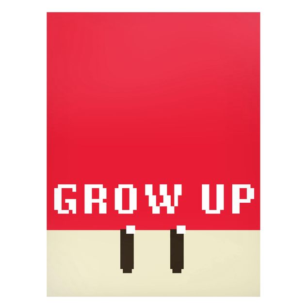 Quadros com frases Pixel Text Grow Up In Red