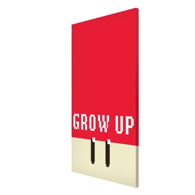 Quadros modernos Pixel Text Grow Up In Red