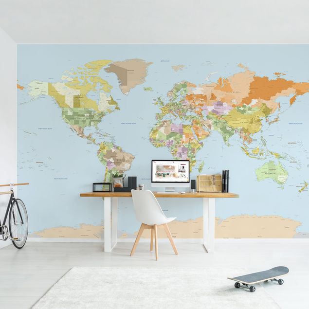 decoraçao para parede de cozinha Political World Map