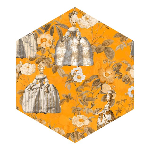 Papel de parede laranja Opulent Dress In The Garden On Orange