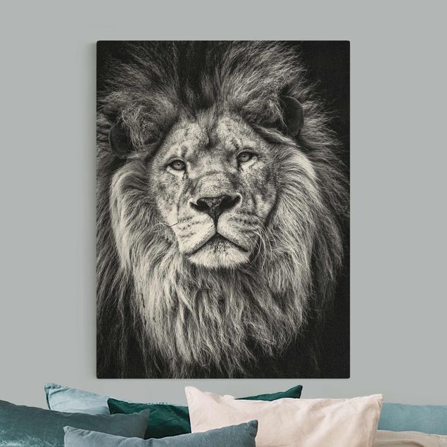 Quadros leões Portrait Lion Black And White