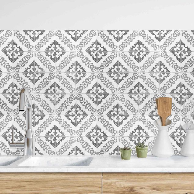 decoraçao para parede de cozinha Portuguese Vintage Ceramic Tiles - Silves Black And White