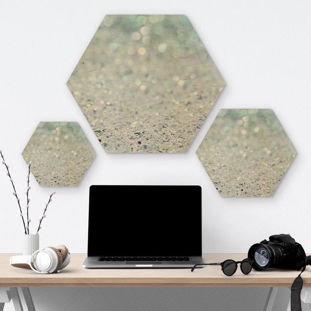 Quadros hexagonais Princess Glitter Landscape In Mint Colour