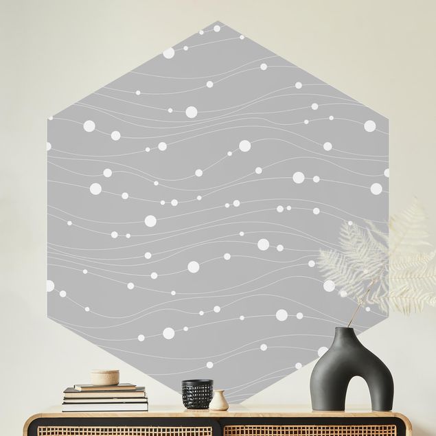 Papel de parede pontos Dots On Wave Pattern In Front Of Gray