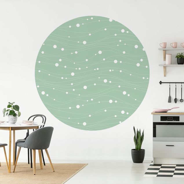 Papel de parede pontos Dots On Wave Pattern In Front Of Mint