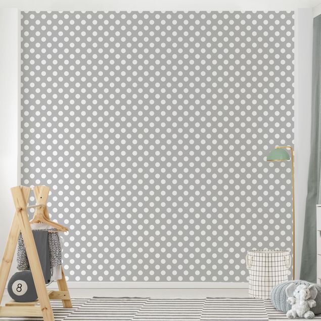 papel de parede moderno para sala White Dots On Grey