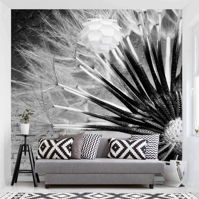 Papel de parede dente-de-leão Dandelion Black & White