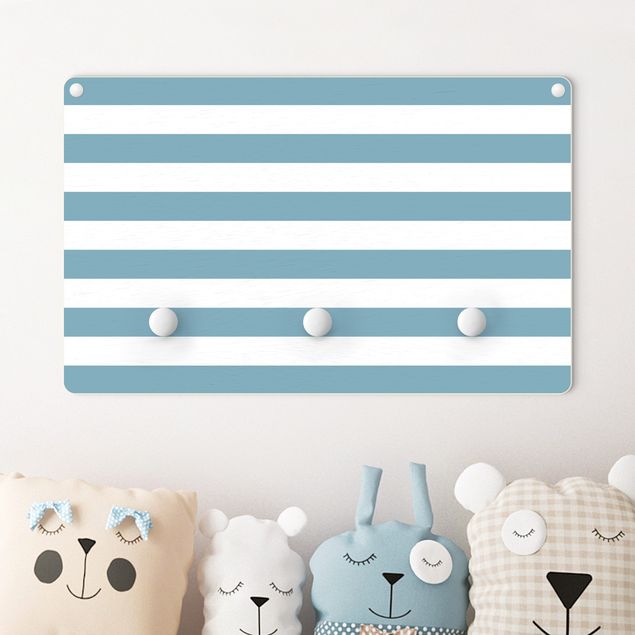 decoração quarto bebé Horizontal Stripes Blue White